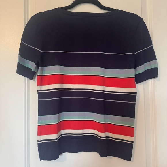 Halogen Womens Striped Short Sleeve Sweater - Picture 2 of 6